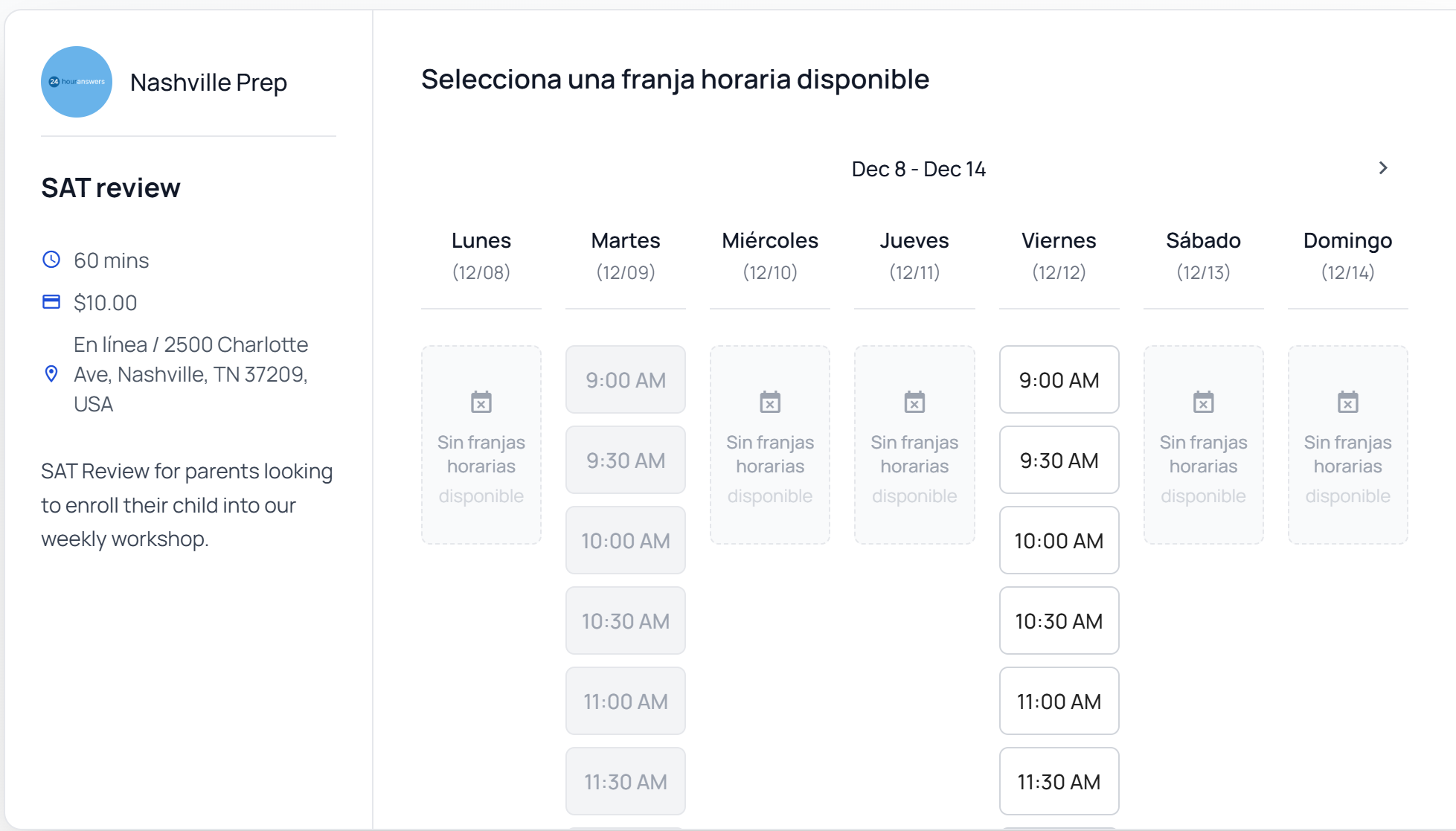Session booking and scheduling