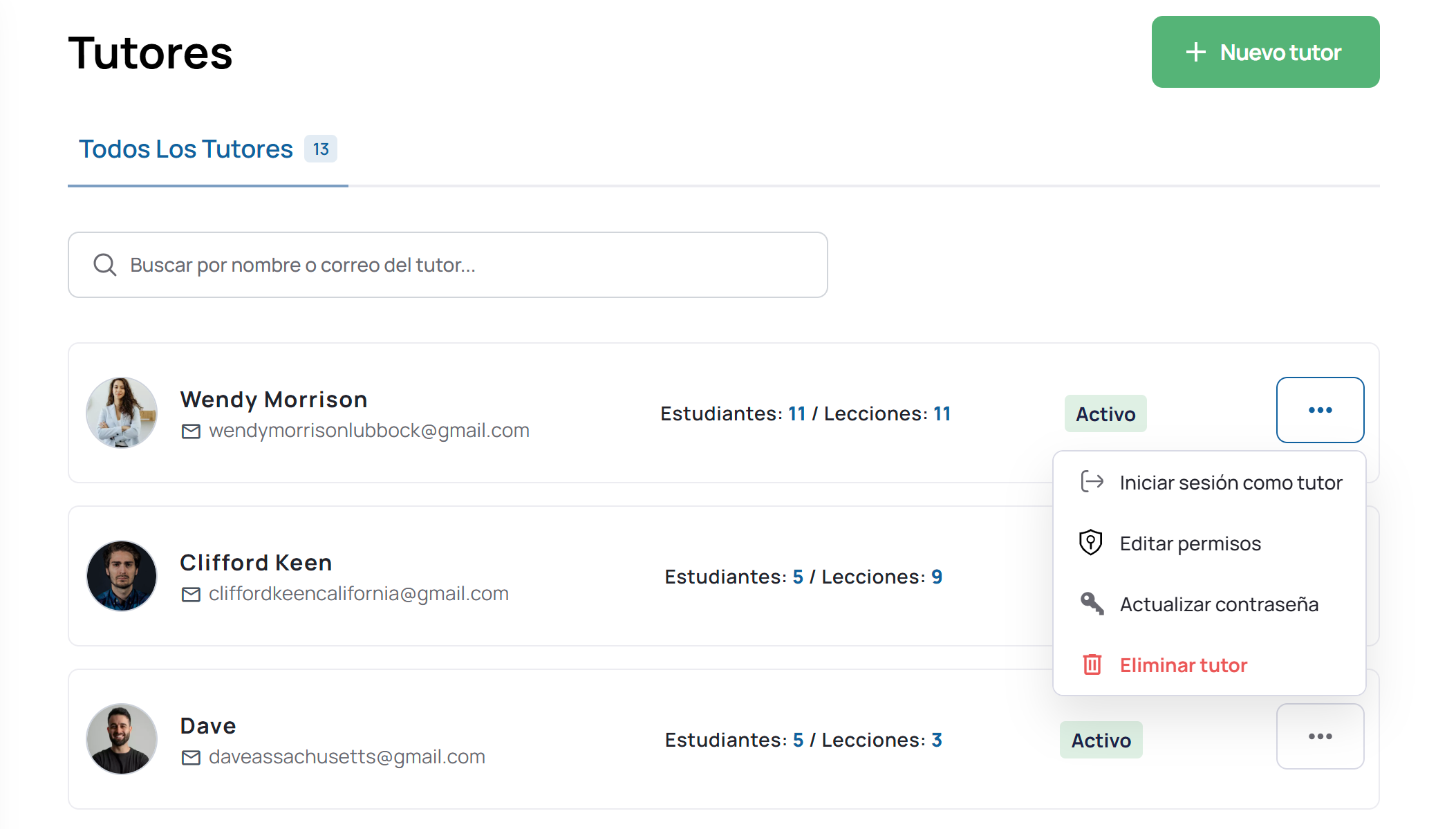 Tutor and instructor management