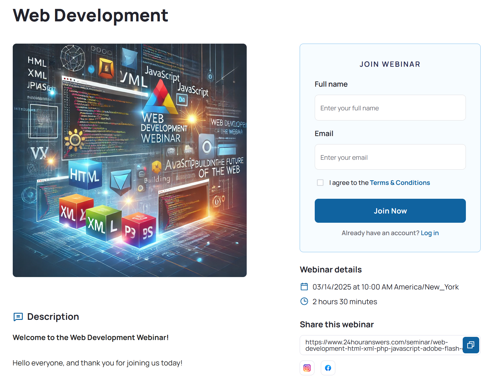 Webinars and live classes